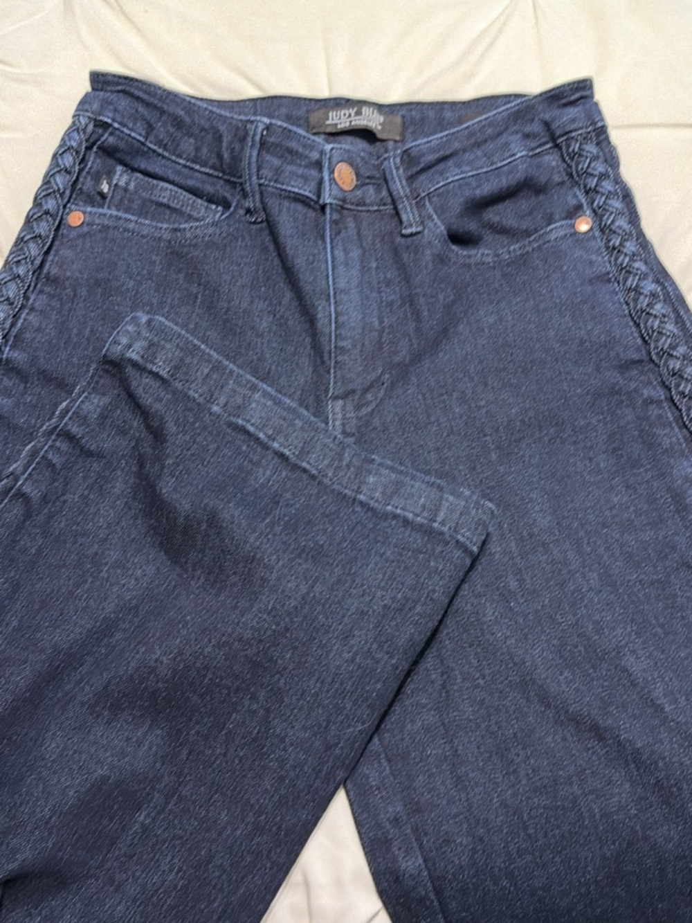 Judy Blue Dark Indigo Braided Side High-Rise Jeans